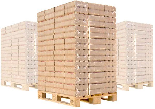 LABU-Holz-Briketts auf Palette