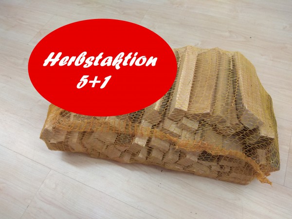 Herbstaktion - 6 Netzsäcke Buchenholz zum Preis von 5